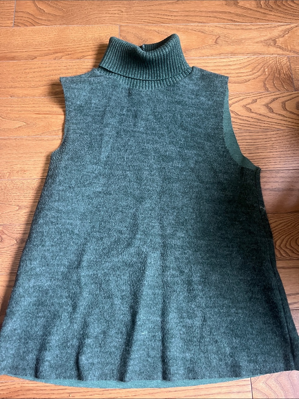 Zara Forest Green Sleeveless Turtleneck Sweater